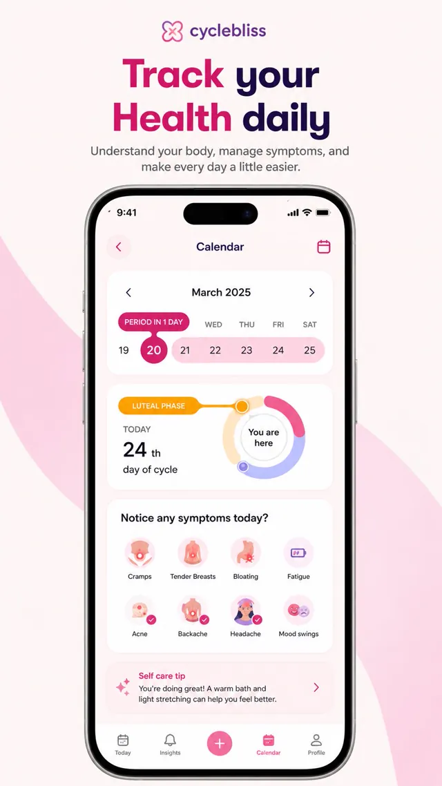 Symptom and luteal phase tracker
