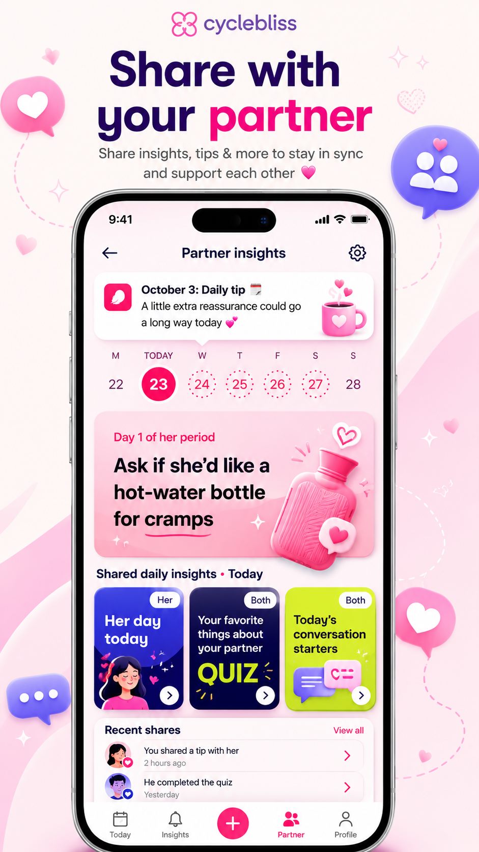 Partner insights screen sharing daily tips